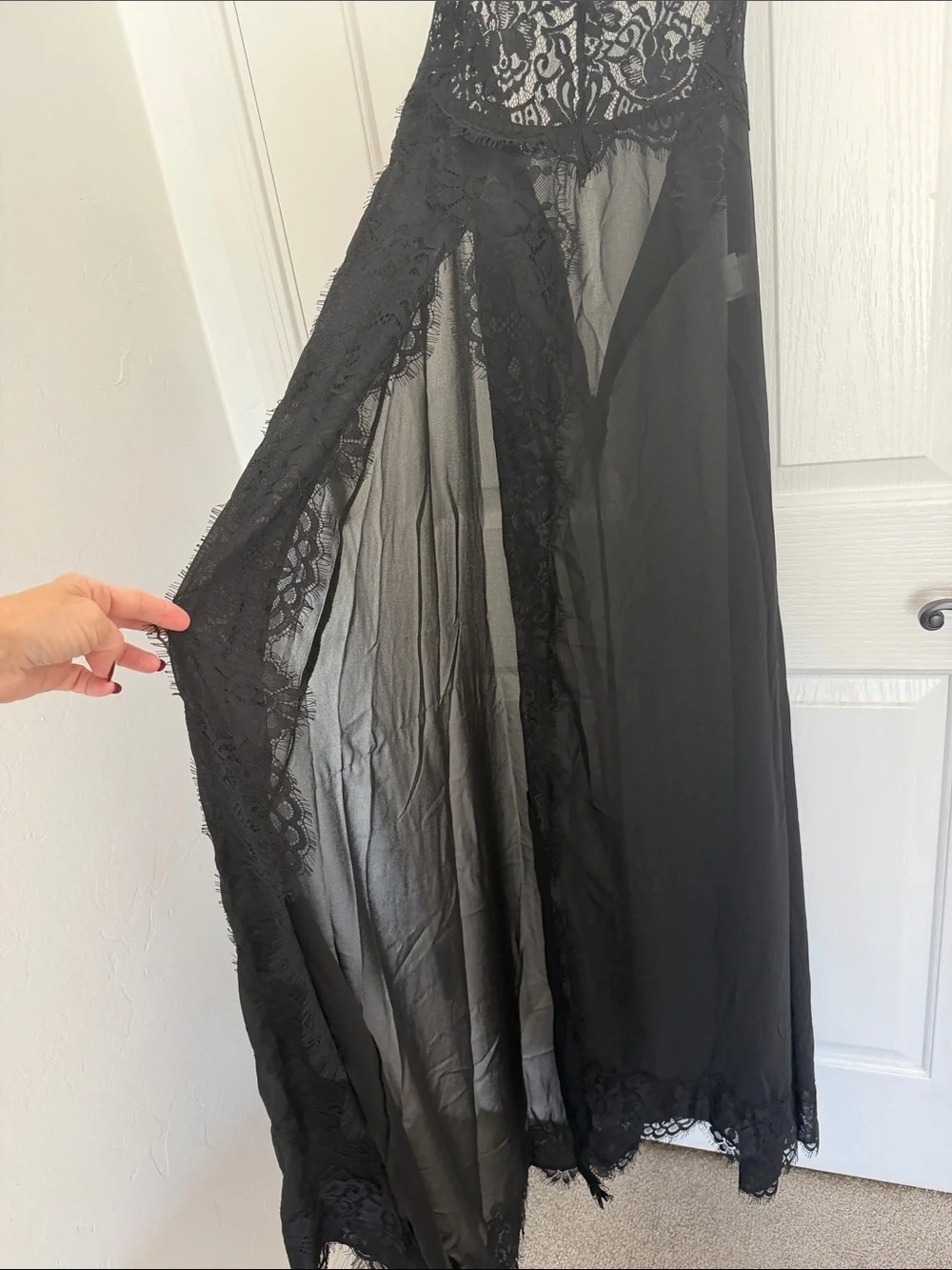 Windsor Black Lace Corset Formal Maxi Dress – XS – NEW